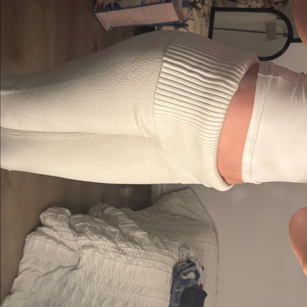 Cozy White Knit flared Pants